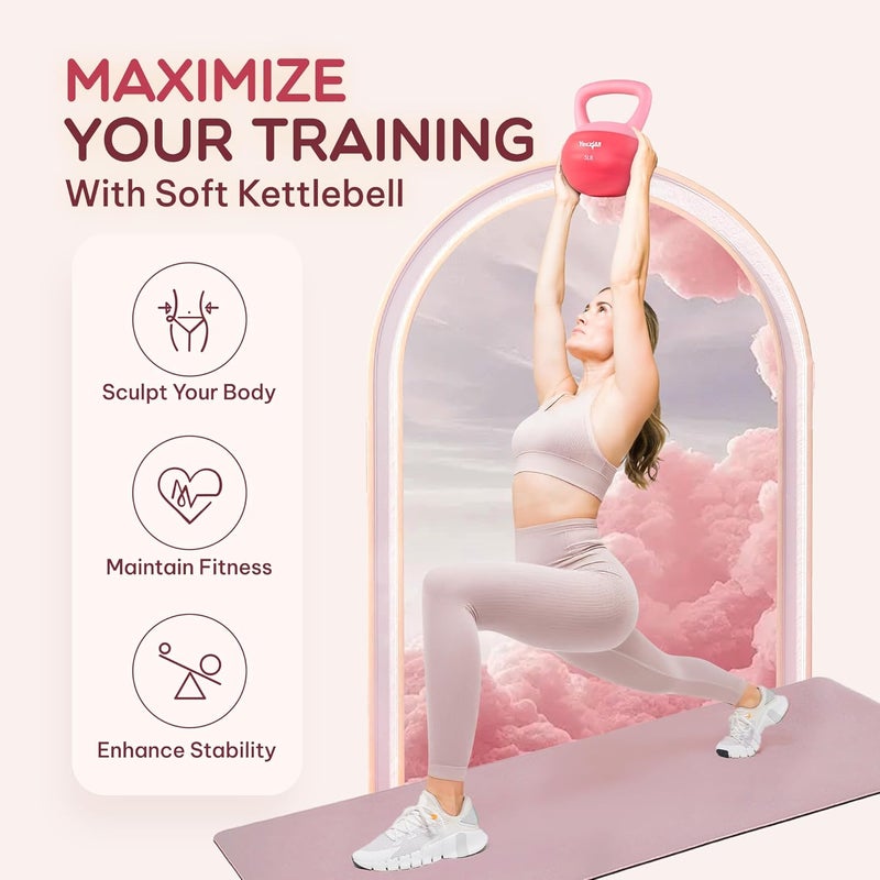 Yes4All Soft Kettlebell, PVC Kettlebells Exercise Weights & Color-Coded Strength Training Kettlebells with 4 Options (5,10,15,20lb), Gentle Hand Weights for Women at Home - Image 5